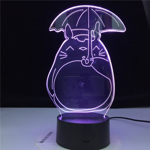 Totoro My Neighbor 3D Night light for Baby Bedroom Light Child Gift Led Night Lamp Totoro Umbrella Pretty Kids Led Nightlight