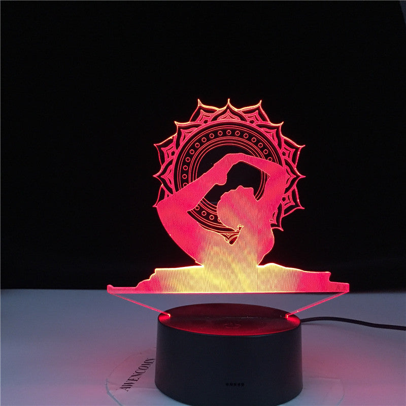 Modelling USB Yoga Table Lamp 3D LED Lampara Dancer NightLights 7 Colors Acrylic Bedside Sleep Lighting Home Decor Kids Gifts