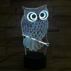 Cartoon 3D Night Light Animal Owl 7 Colors Change LED Table Lamp Art Home Child Bedroom Sleeping Decor Christmas Party Gifts 601