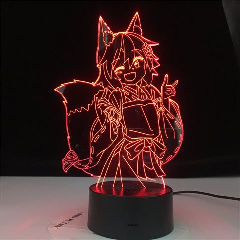 Senko San The Helpful Fox Figure 3d Lamp Nightlight Colors Changing Usb Battery Night Light for Girls Bedroom Decor Light