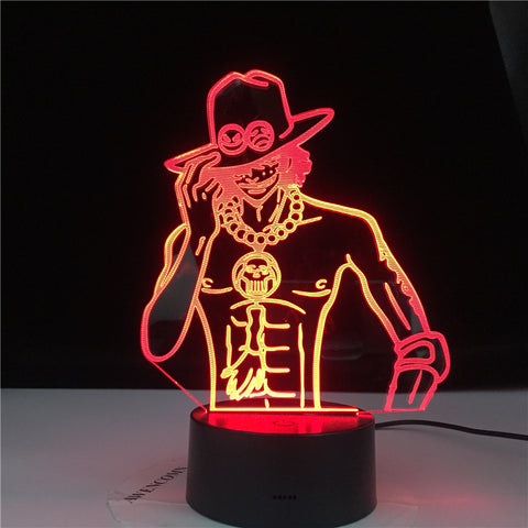 Portgas D Ace Figure Led Color Changing Nightlight for Kids Room Decor Light Cool Anime Gift Led Night Light 3d Illusion Lamp