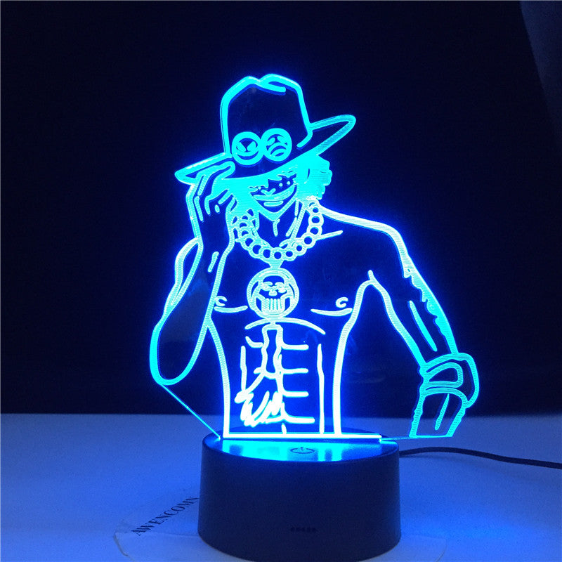 Portgas D Ace Figure Led Color Changing Nightlight for Kids Room Decor Light Cool Anime Gift Led Night Light 3d Illusion Lamp