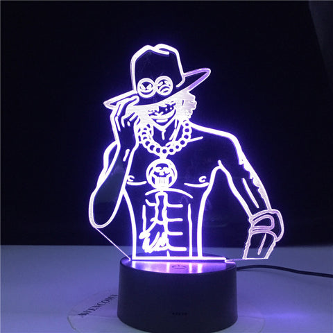 Portgas D Ace Figure Led Color Changing Nightlight for Kids Room Decor Light Cool Anime Gift Led Night Light 3d Illusion Lamp