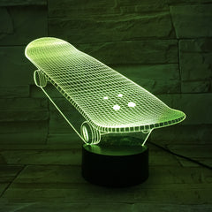 Skateboard  - 3D Optical Illusion LED Lamp Hologram