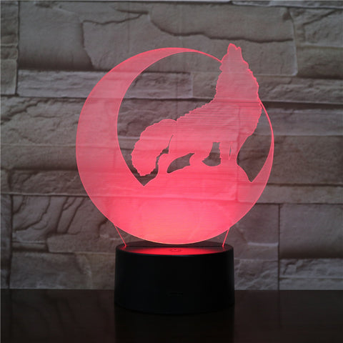 3D Wolf Howl In The Moon NightLight LED Animal Table Lamp 7 Colors USB Bedroom Bedside Sleep Light Home Decor Kids Gifts 2012