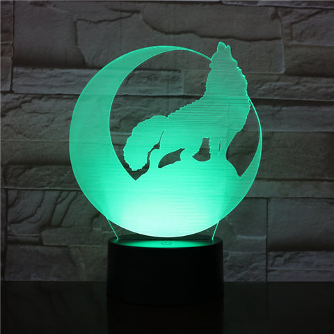 3D Wolf Howl In The Moon NightLight LED Animal Table Lamp 7 Colors USB Bedroom Bedside Sleep Light Home Decor Kids Gifts 2012