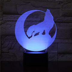 3D Wolf Howl In The Moon NightLight LED Animal Table Lamp 7 Colors USB Bedroom Bedside Sleep Light Home Decor Kids Gifts 2012