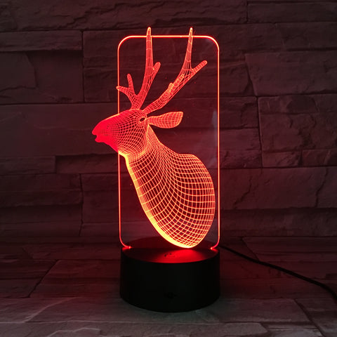 Deer 3D Lamp USB LED Lamp Home Decor Romantic Home Gift 7 Colors Gradient Change Fairy Light Desk Table Lights For Party AW-690