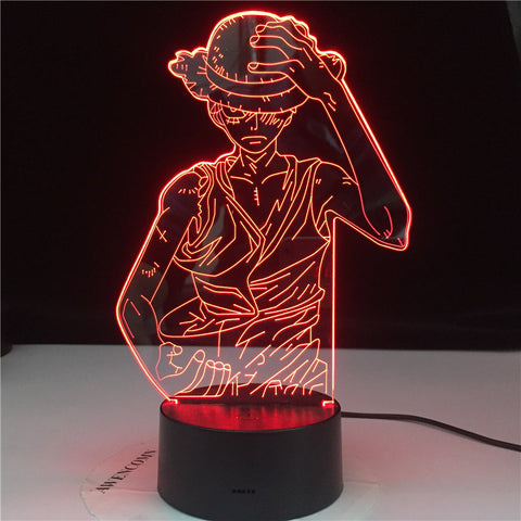 Anime One Piece Luffy Figure 3D Lamp Table Lamp USB Color Changing luminaria Child Sleeping LED Night light Boy Birthday Gift