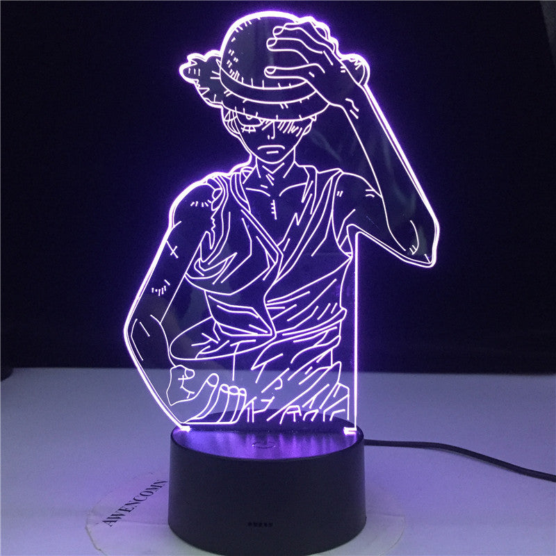 Anime One Piece Luffy Figure 3D Lamp Table Lamp USB Color Changing luminaria Child Sleeping LED Night light Boy Birthday Gift
