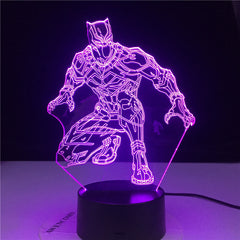 Black Panther Figure Child Night Light Led Touch Sensor Colors Changing Nightlight for Home Decor Bedside Table 3d Lamp Marvel