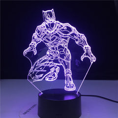 Black Panther Figure Child Night Light Led Touch Sensor Colors Changing Nightlight for Home Decor Bedside Table 3d Lamp Marvel
