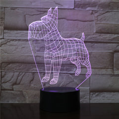 3D Led Night Lights Animal Dogs 7 Colors Changing Doberman Novelty Child Home Pinscher Luminaria Table Lamp Decor Gifts 2081