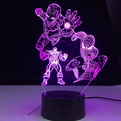 Iron Man Spiderman Thanos Marvel Team Figure Child Night Light Led Touch Sensor Colors Changing Nightlight for Home Decor Gift