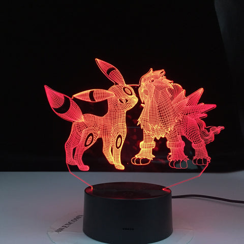 Umbreon and Entei Figure Kids Night Light Led Touch Sensor Colorful Bedroom Light Cool Table 3d Lamp Pokemon Safe Light Gift