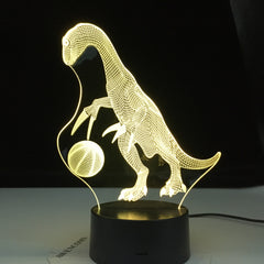 Dinosaur Playying Football 3D Illusion Led Lamp Colors Decoration Night Light Touch Sleeping Nightlight Table Lamp Boys Gifts