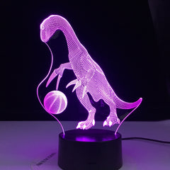 Dinosaur Playying Football 3D Illusion Led Lamp Colors Decoration Night Light Touch Sleeping Nightlight Table Lamp Boys Gifts