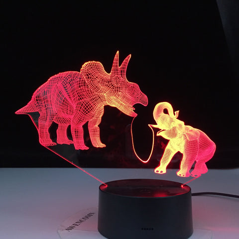 Dinosaur and Elephant Series 7/16 Colors Change LED Table Desk Lamp Kids Gift Home Decoration Touch Led Lamp 3D Night Light