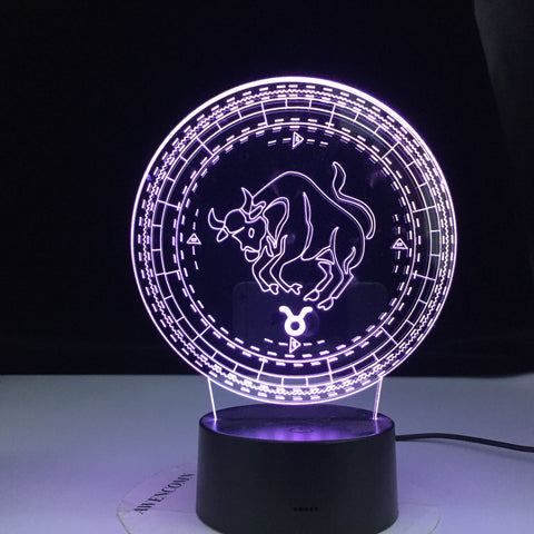 Taurus Twelve Constellation Lamp Kids Night Light Led Colorful Touch Sensor Nightlight for Home Decoration Light Birthday Gift