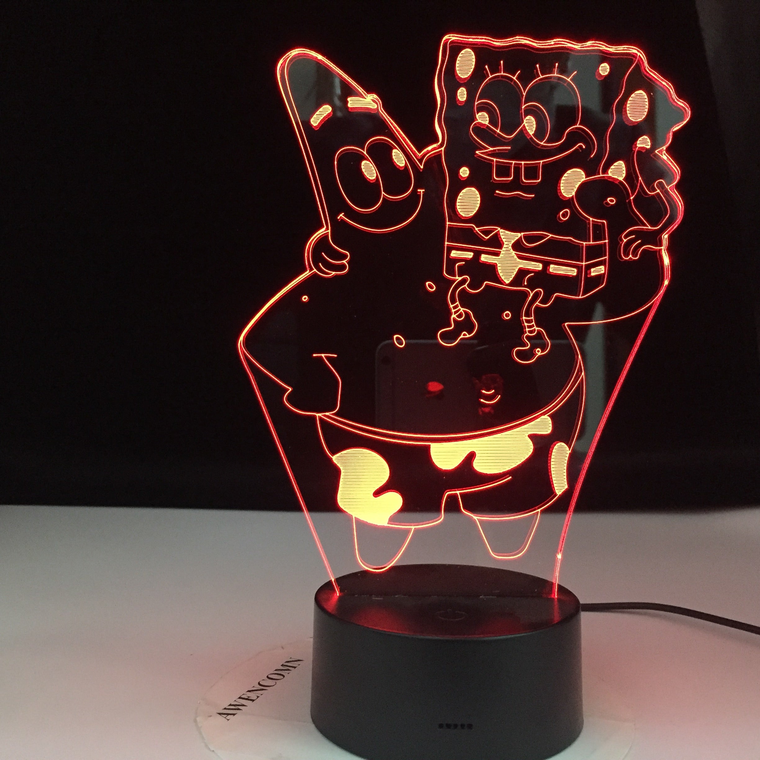 Cartoon Figure SpongeBob SquarePants Patrick Star Hologram 3d Led Night Light Baby Kid Bedroom Bedside Lamp Gift for Xmas Lights