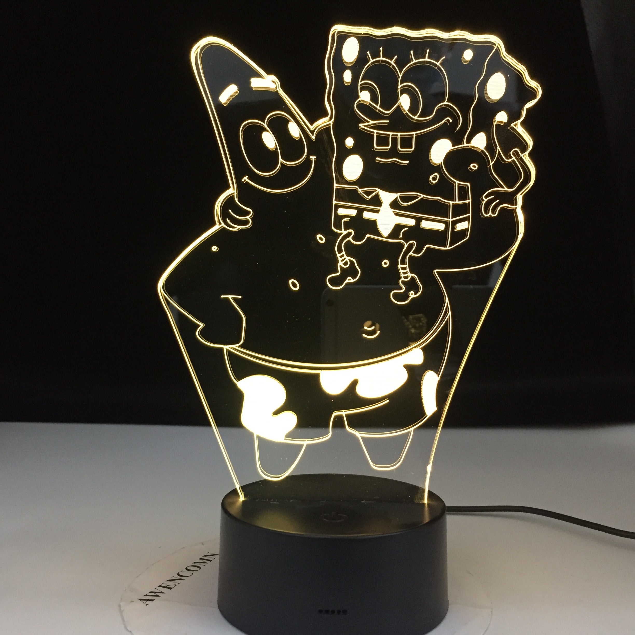 Cartoon Figure SpongeBob SquarePants Patrick Star Hologram 3d Led Night Light Baby Kid Bedroom Bedside Lamp Gift for Xmas Lights