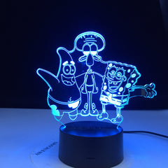 Cartoon Figure SpongeBob SquarePants Patrick Star Squidward 3d Led Night Light Kids Bedroom Bedside Lamp Gift for Decor Lights
