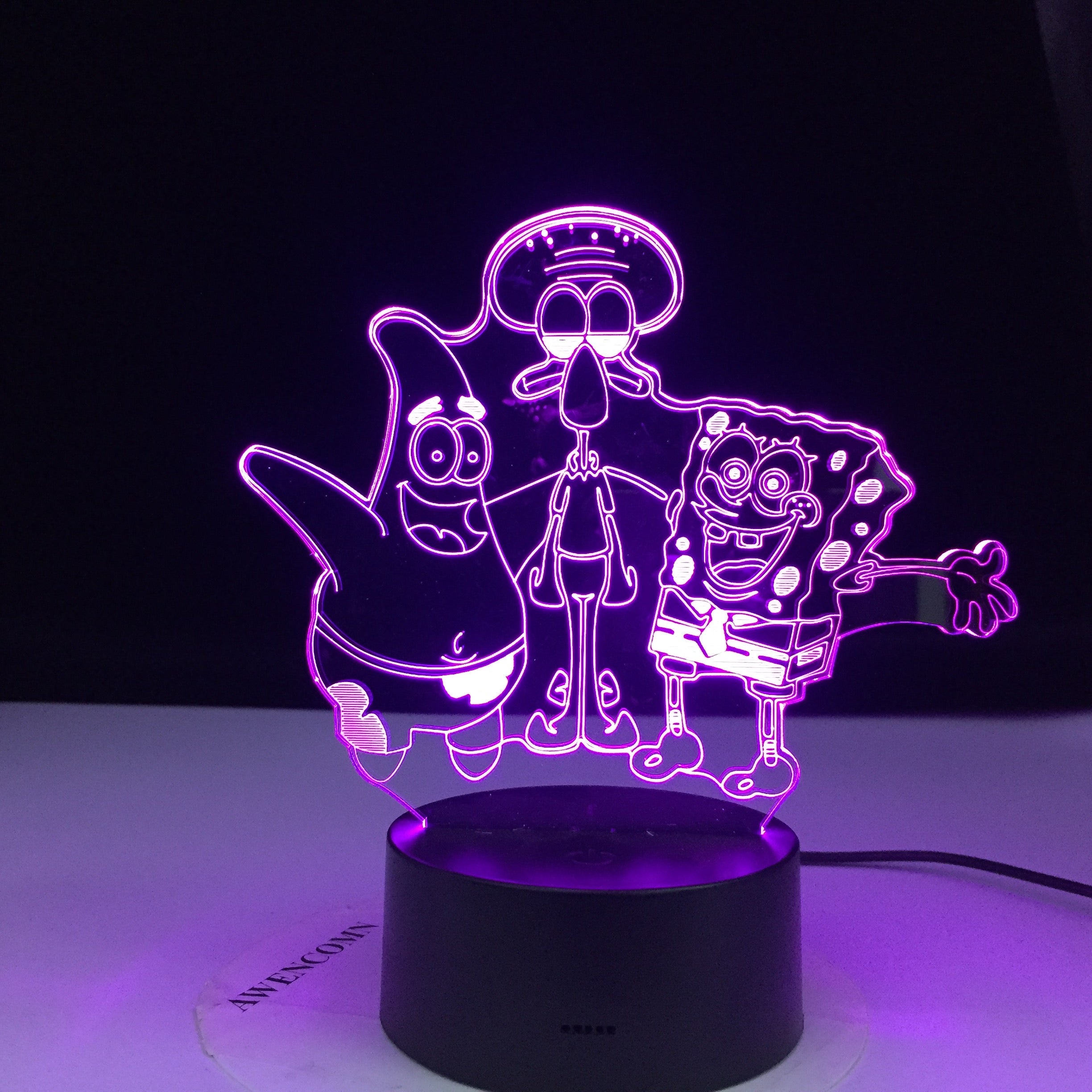Cartoon Figure SpongeBob SquarePants Patrick Star Squidward 3d Led Night Light Kids Bedroom Bedside Lamp Gift for Decor Lights