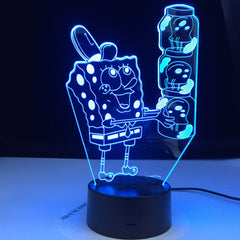 SpongeBob SquarePants Night light for Kid Bedroom Battery Powered Cartoon 3d Night Lamp for Children Cool Baby Led Nightlight