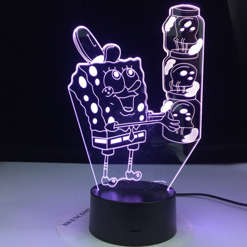 SpongeBob SquarePants Night light for Kid Bedroom Battery Powered Cartoon 3d Night Lamp for Children Cool Baby Led Nightlight