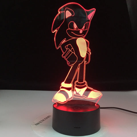 Lamparas Sonic 3D Cartoon Touch Lamp Remote Base Night Light Colors Bulbing Sensor Lighting Home Bedroom Decor Baby Kids Present