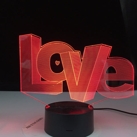 LOVE Letter 3D Night Light Creative illusion Deak Lamp Home Bedroom Decoration Lighting For Kids Parents Lovers Gifts Stuff