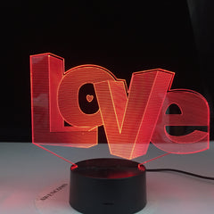 LOVE Letter 3D Night Light Creative illusion Deak Lamp Home Bedroom Decoration Lighting For Kids Parents Lovers Gifts Stuff