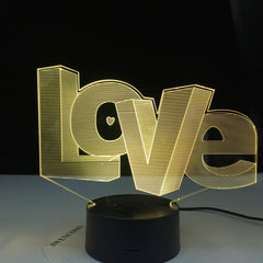 LOVE Letter 3D Night Light Creative illusion Deak Lamp Home Bedroom Decoration Lighting For Kids Parents Lovers Gifts Stuff