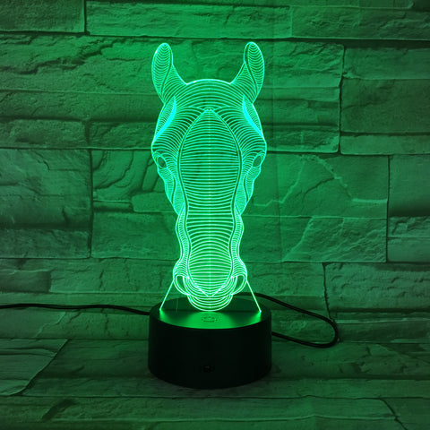 Long Face Horse Model Colorful 3D Visual Touch Desk Table Light LED Acrylic Lamp Creative Led Night Light Office Light AW-689