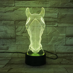 Long Face Horse Model Colorful 3D Visual Touch Desk Table Light LED Acrylic Lamp Creative Led Night Light Office Light AW-689