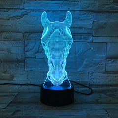 Long Face Horse Model Colorful 3D Visual Touch Desk Table Light LED Acrylic Lamp Creative Led Night Light Office Light AW-689