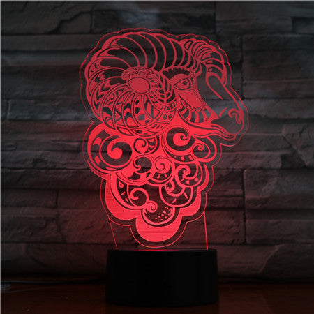 Goat Sheep Abstract Art 3D Lamp 7 Color Night Lamp For Kid Touch Led Usb Table Lampara Lampe Baby Sleeping Decor Nightlight 1515