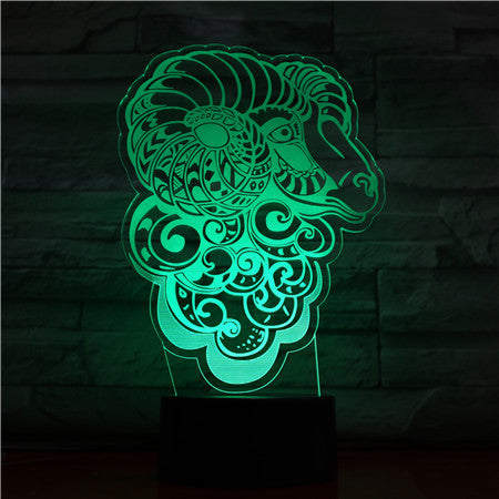 Goat Sheep Abstract Art 3D Lamp 7 Color Night Lamp For Kid Touch Led Usb Table Lampara Lampe Baby Sleeping Decor Nightlight 1515