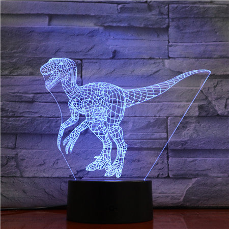 Velociraptor Dinosaur 3D Lamp Blue 7 Color Led Night Lamps for Kids Touch Led USB Table Office Light Room De AW-1430