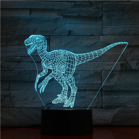 Velociraptor Dinosaur 3D Lamp Blue 7 Color Led Night Lamps for Kids Touch Led USB Table Office Light Room De AW-1430