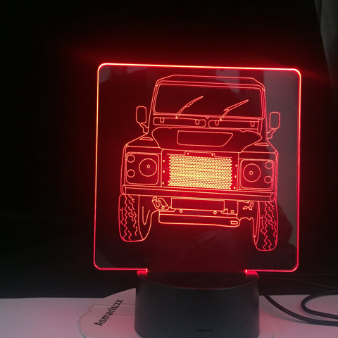 Offroad Landrover Car 3d Illusion Led Night Light for Child Bedroom Decorative Nightlight Unique Gift for Kids Room Desk Lamp