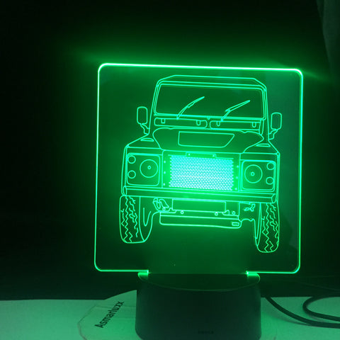 Offroad Landrover Car 3d Illusion Led Night Light for Child Bedroom Decorative Nightlight Unique Gift for Kids Room Desk Lamp