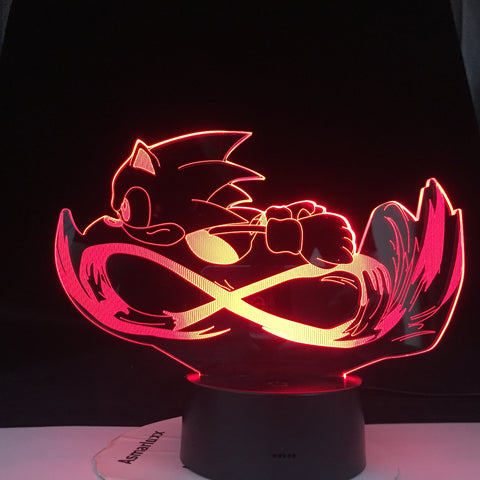 Sonic 3D Cartoon Touch Table Lamp 16 Colorful Acrylic Visual Illusion USB LED Lights Bedroom Decoration Lamparas Baby Kids Gift