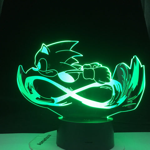 Sonic 3D Cartoon Touch Table Lamp 16 Colorful Acrylic Visual Illusion USB LED Lights Bedroom Decoration Lamparas Baby Kids Gift