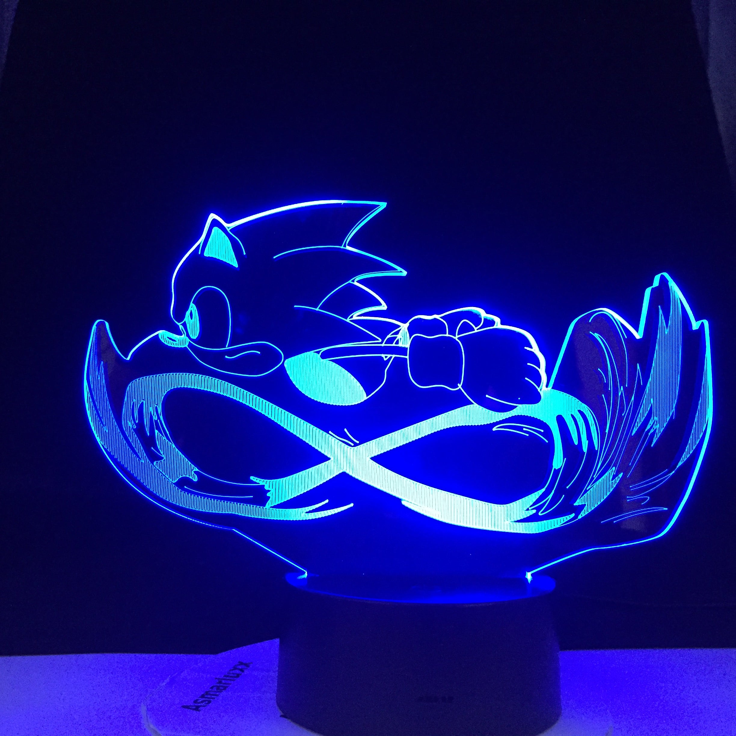 Sonic 3D Cartoon Touch Table Lamp 16 Colorful Acrylic Visual Illusion USB LED Lights Bedroom Decoration Lamparas Baby Kids Gift