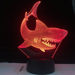 Color Changeable LED 3D Illusion Visual Night Light Bedroom Decoration Light Novelty Table Desk Lamp Kids Gift Shark Fish