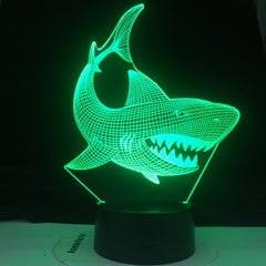 Color Changeable LED 3D Illusion Visual Night Light Bedroom Decoration Light Novelty Table Desk Lamp Kids Gift Shark Fish