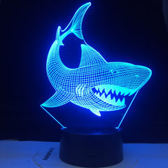 Color Changeable LED 3D Illusion Visual Night Light Bedroom Decoration Light Novelty Table Desk Lamp Kids Gift Shark Fish