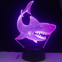 Color Changeable LED 3D Illusion Visual Night Light Bedroom Decoration Light Novelty Table Desk Lamp Kids Gift Shark Fish