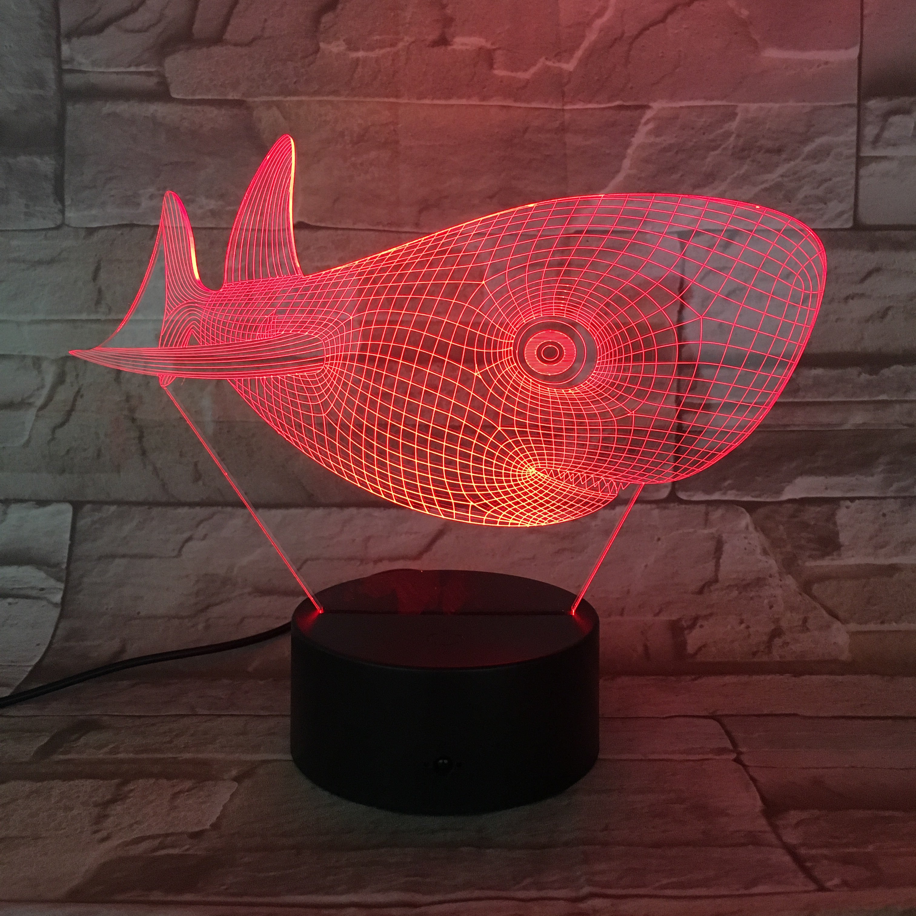 3D Lamp LED Light Cute Head Shark Table light NightLight Children Nightlight Visual Led Night Lights Illusion Decor Light 803